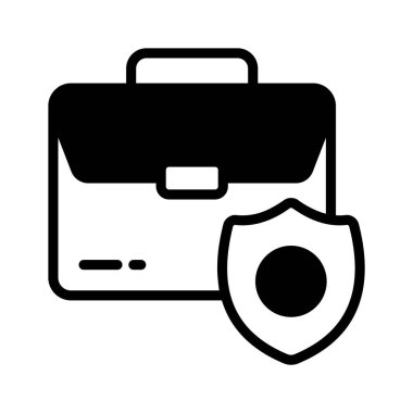 İş güvenliği simgesini belirten güvenlik kalkanı olan iş çantası