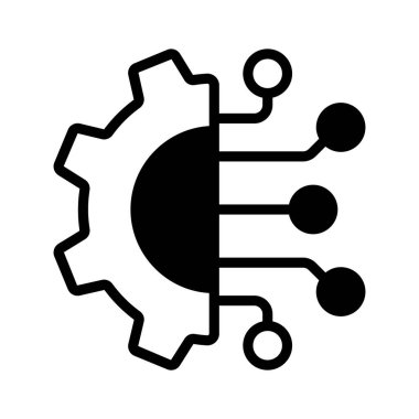 Teknoloji ve mekanik sistemlerin füzyonunu sembolize eden bir melez simgesi