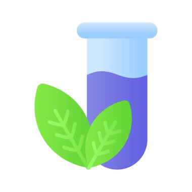 Şifalı bitkilerle test tüpü, bitkisel ilaçların konsept simgesi