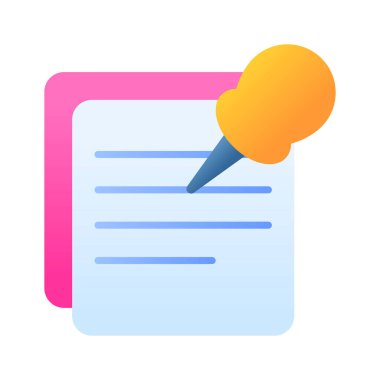 Pin notaları simgesi, iğne veya raptiye içerir, hatırlatıcıları, önemli notları ve notları simgeler.