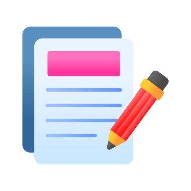 İçerik yazma simgesi, not defteri olan bir kalem, ilgi çekici ve bilgilendirici dijital içerik oluşturmayı simgeler