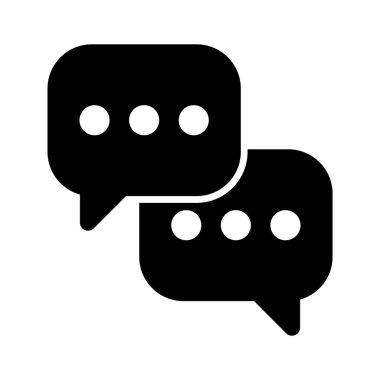 Konuşma balonu simgesi, diyalog, yorum ve iletişimi temsil etmek için kullanılır.