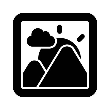 Resim simgesi, fotoğrafları, resimleri veya grafikleri sembolize etmek için kullanılan görsel bir öğeyi temsil eder..