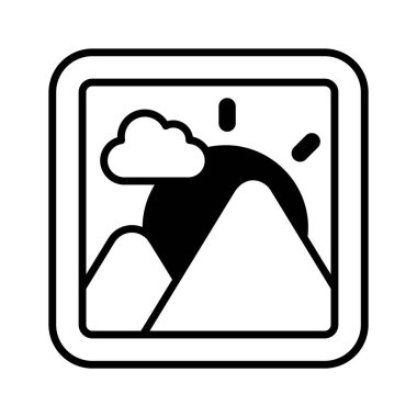 Resim simgesi, fotoğrafları, resimleri veya grafikleri sembolize etmek için kullanılan görsel bir öğeyi temsil eder..