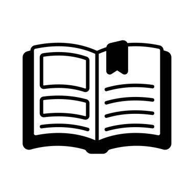 Bilgi, eğitim ve edebiyatı simgeleyen açık bir kitabın kullanışlı bir simgesi