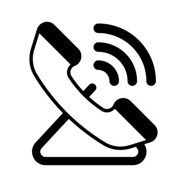 Telefon alıcısı, telefon çağrısının simgesini, ses iletişim vektör tasarımını gösteren bir kablo alıcısı