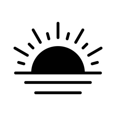 Ufukta yükselen güneşi tasvir eden bir gün doğumu ikonu, yeni bir günü ve yeni bir başlangıcı simgeliyor..