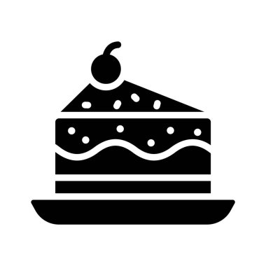 Kirazlı pasta dilimi simgesi tasarımı, modern vektör