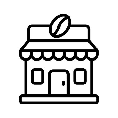 Kahve ve diğer içeceklerin servis edildiği bir kafe veya dükkan ikonu.