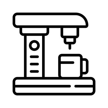 Espresso, kapuçino ya da kahve damlatan içecekleri otomatikman üreten bir alet tasvir eden bir kahve makinesi ikonu..