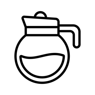 Kafelerde sıklıkla görülen demlenmiş kahve servis etmek için kullanılan bir konteynırı tasvir eden bir kahve sürahi ikonu..