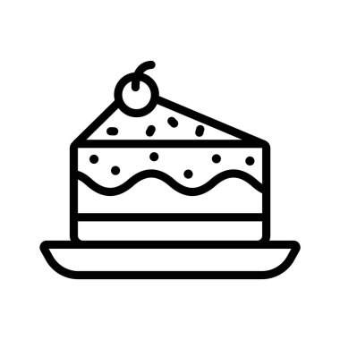 Kirazlı pasta dilimi simgesi tasarımı, modern vektör