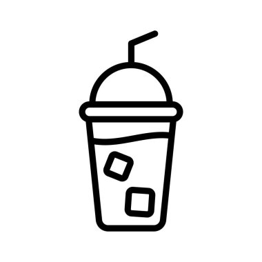 Modern tarzda bir soğuk kahve ikonu, vektör kullanmaya hazır.