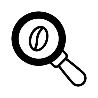 Kahve çekirdeği büyüteç altında kahve seçimi vektör tasarımını gösteriyor