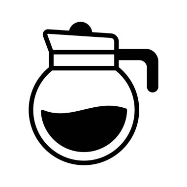 Kafelerde sıklıkla görülen demlenmiş kahve servis etmek için kullanılan bir konteynırı tasvir eden bir kahve sürahi ikonu..