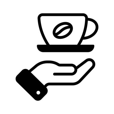 Elde kahve fincanı, modern tarzda kahve bardağı ikonu.