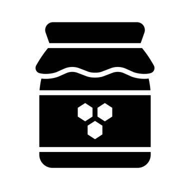 Bir bal kavanozu ikonu cam bir kabın içinde saklanmış tatlı, doğal balı temsil ediyor..