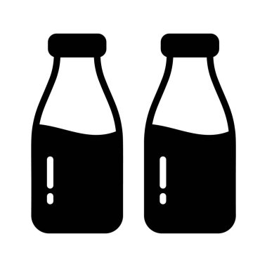 Süt şişeleri sandıkta, süt şişeleri simge tasarımı modern tarzda