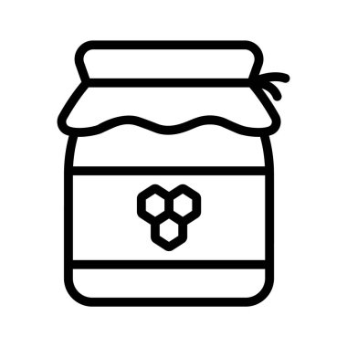 Bir bal kavanozu ikonu cam bir kabın içinde saklanmış tatlı, doğal balı temsil ediyor..