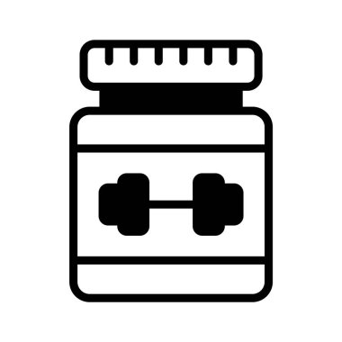 Protein takviye kavanozunun moda simgesi, premium vektör tasarımı