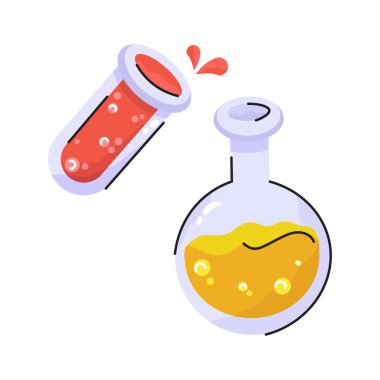 Laboratuvar aletlerinin el çizimi etiketi