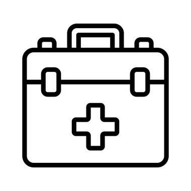 Temiz hatlar ve tıbbi yardım için gerekli elementlerin yer aldığı bir ilk yardım kiti simgesi.