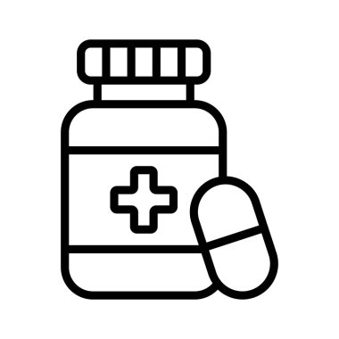 Sağlık hizmetlerinizi ilaç kavanozunun vektör tasarım ikonu ile halledin