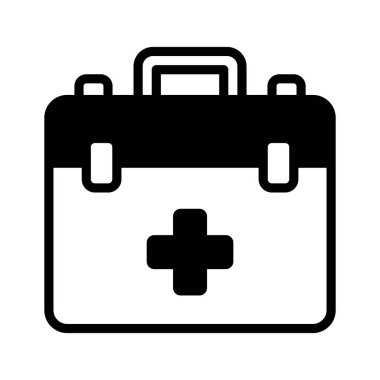 Temiz hatlar ve tıbbi yardım için gerekli elementlerin yer aldığı bir ilk yardım kiti simgesi.