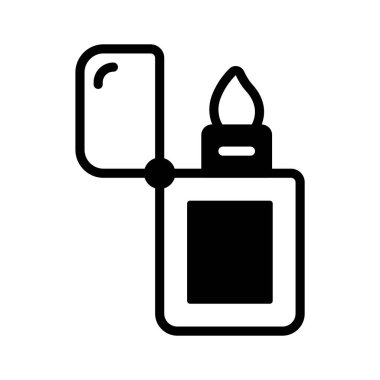 Bir ateş çakmağı tasvir eden bir simge, berraklık ve basitlik için temiz çizgilerle dizayn edilmiş..