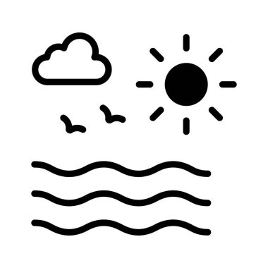 Bulutlu manzaralı ve kuşların cıvıldadığı hava ikonunun birinci sınıf tasarımı