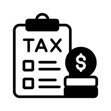 Finansal uygulamalar ve belgeler için tasarlanmış Vergi Listesi vektör simgesini keşfet