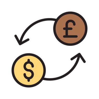 Dolar ve pound para bir dolar değişim vektör simgesini şimdi indirmek kolay gösterir