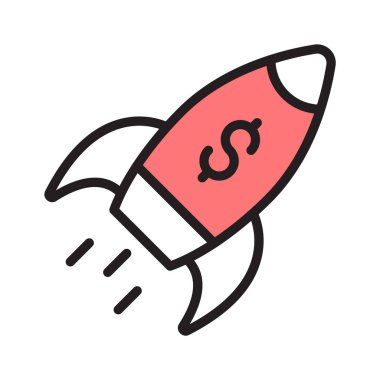 Finansal girişimin bu düz simgesine bakın. Üzerinde bir roket ve bir dolar işareti var.