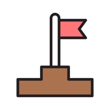 Bir bayrak tarafından temsil edilen motivasyon başarı simgesi ile başarı kazan