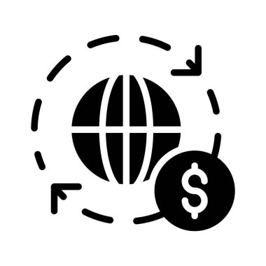 Elini küresel paranın bu düz simgesine koy.