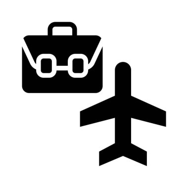 Bir uçak ve bir bavul iş seyahatinin vektör simgesini temsil eder.