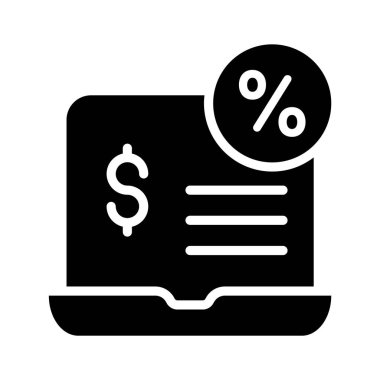 Finans platformunun bu düz simgesini deneyin, üzerinde bir dizüstü bilgisayar ve bir dolar işareti var.