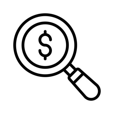 Dolar işaretli bir büyüteç arama para simgesini gösterir