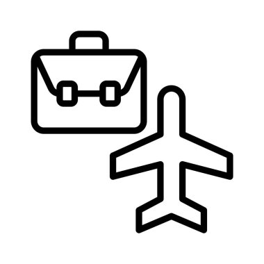 Bir uçak ve bir bavul iş seyahatinin vektör simgesini temsil eder.