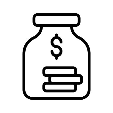 Akıllı mali yönetim için para kavanozu düz simgesi ile kaydet