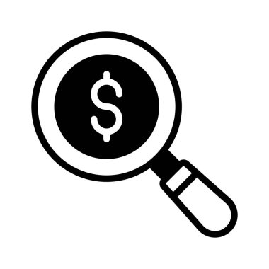 Dolar işaretli bir büyüteç arama para simgesini gösterir