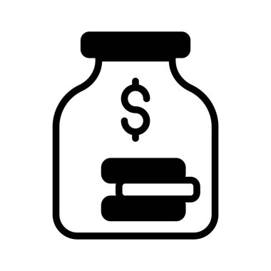 Akıllı mali yönetim için para kavanozu düz simgesi ile kaydet