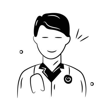 Sağlık profesyoneli ve premium vektörünün trend karalama simgesi