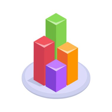 Verileri, istatistikleri ve karşılaştırmaları görselleştirmek için kullanılan inanılmaz bir izometrik simge.