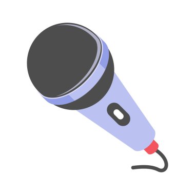 Beyaz arkaplanda izole edilmiş mikrofon vektör tasarımı, simge kullanmaya hazır