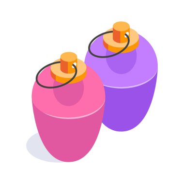 Noel süslemesi aksesuarı, xmas baloncuklarının izometrik vektör tasarımı