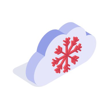 Kar taneleri dizaynlı bulut, soğuk kış ikonunu temsil ediyor