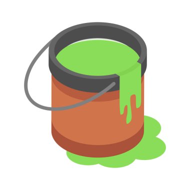 Özelleştirilebilir tasarımda boya kovasının birinci derece izometrik simgesi