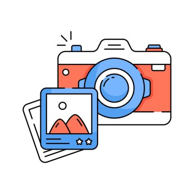 Fotoğraf, seyahat anları, modern tarzda kamera vektör tasarımı