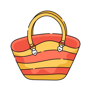 Plaj çantası ikonu, yaz, seyahat ve plaj vektör illüstrasyonu